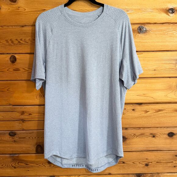 Lululemon Mens Drysense Short Sleeve Crew Neck Shirt Blue Heathered Size XL - Picture 1 of 4